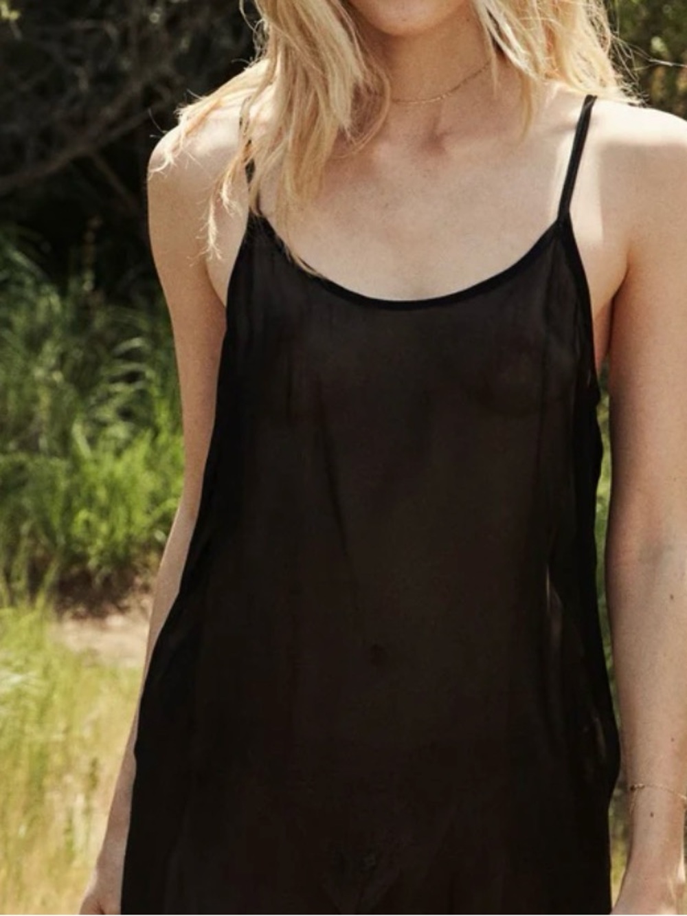 DOEN Black Short Scoop Slip Dress Delicate adjustable straps Medium NWT - Picture 5 of 6